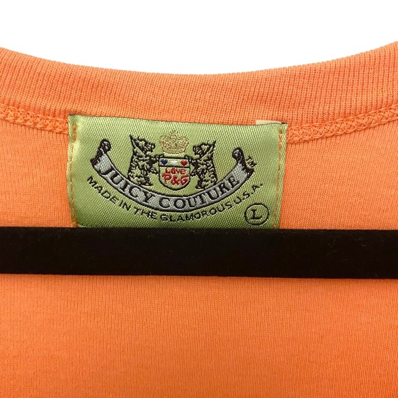 OG: Juicy Couture ✌︎︎ V Neck Tux Stripe Baby Tee T Shirt ✌︎︎ Orange Pop ✌︎︎ M L - Picture 4 of 12